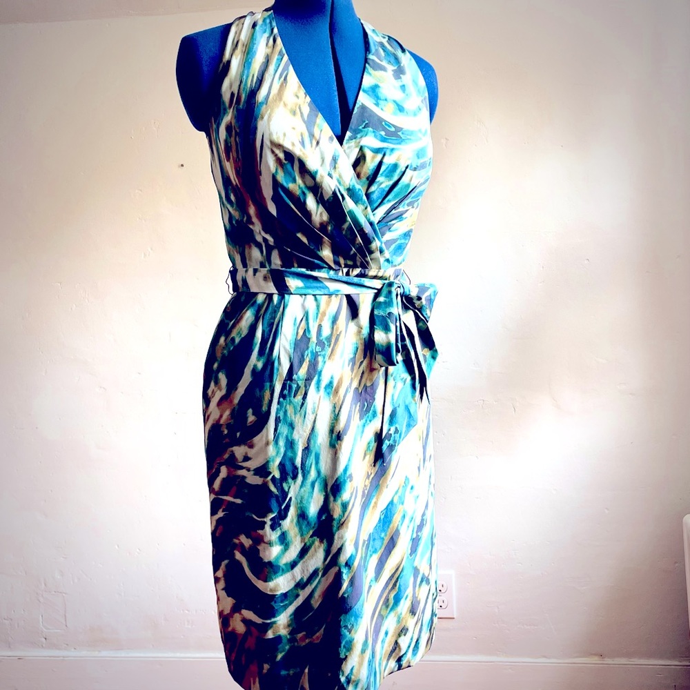 Ann Taylor Silk Watercolor Halter Dress, Small
